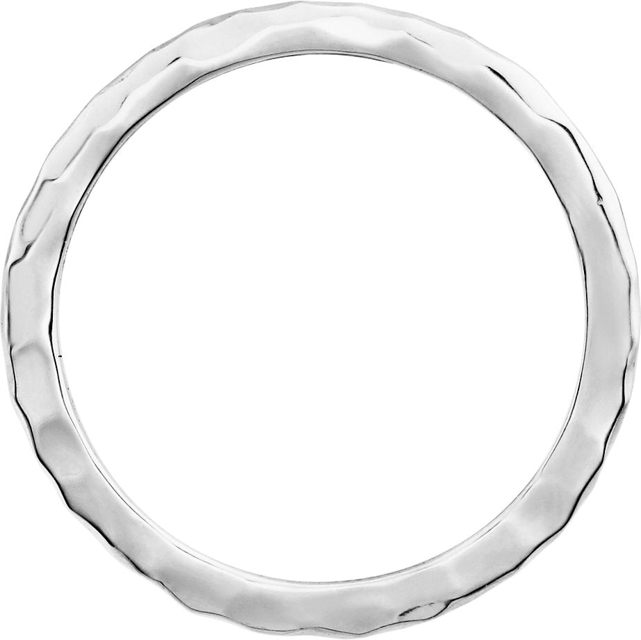 14K White Gold 1.6 mm Hammered Stackable Ring Size 7