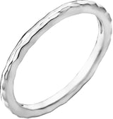 14K White Gold 1.6 mm Hammered Stackable Ring Size 7
