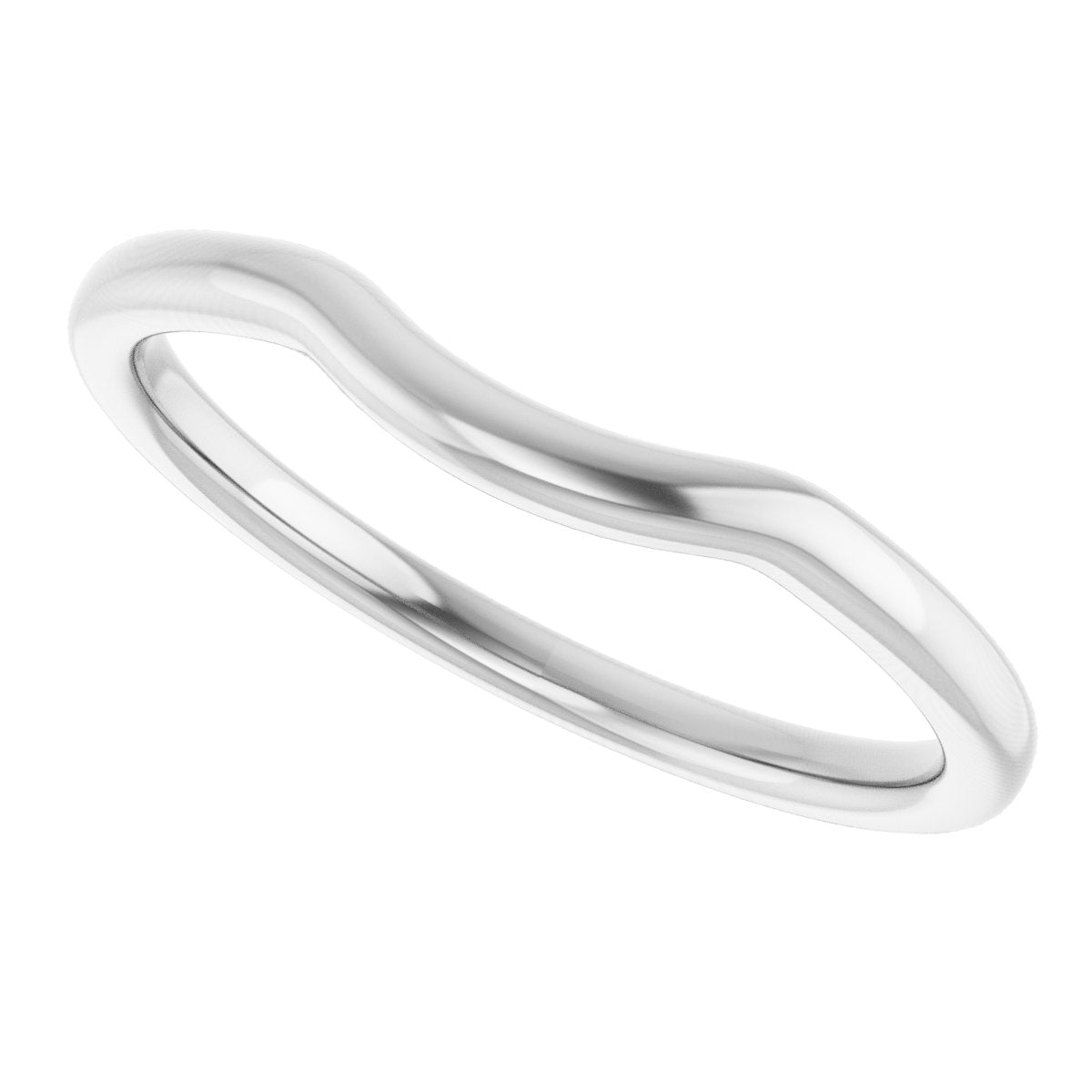 14K White Gold Contour Band