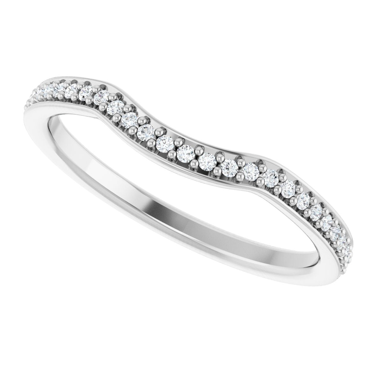 14K White Gold 1/8 CTW Natural Diamond Contour Band