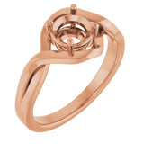 14K Rose6 mm Round Ring Mounting
