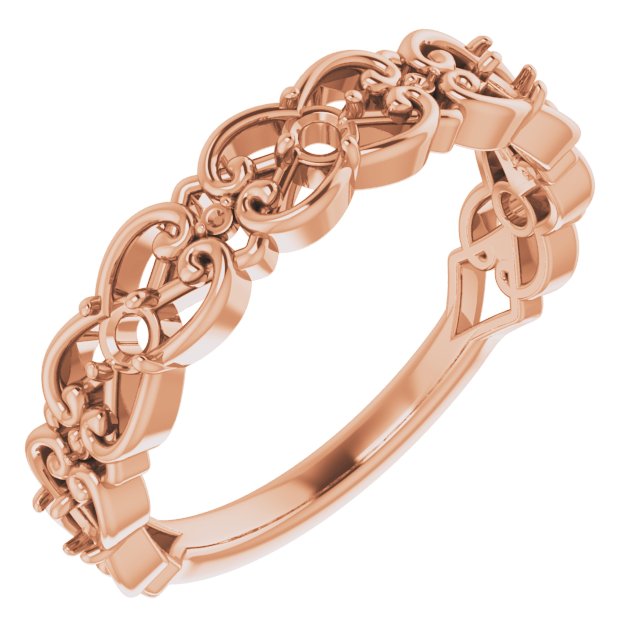 14K Rose Vintage-Inspired Scroll Ring Mounting