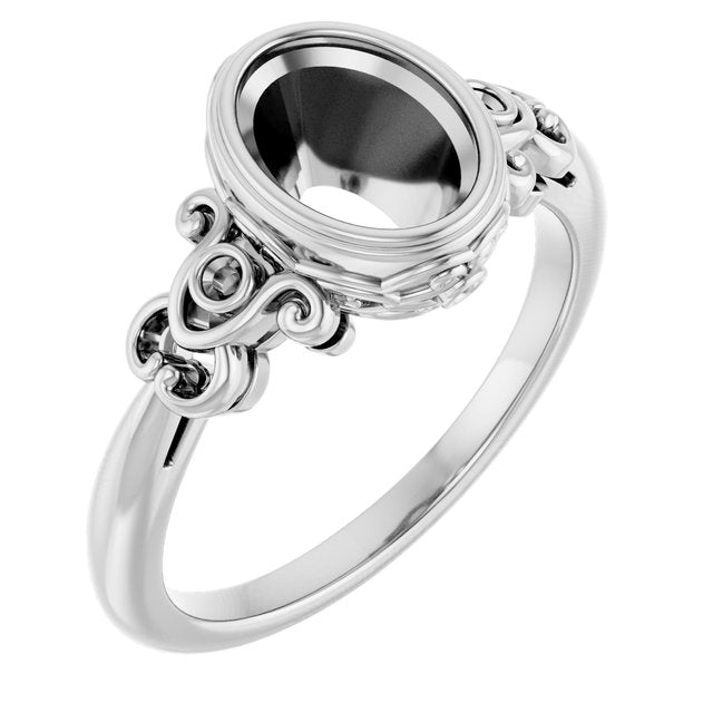 18K X1 White8x6 mm Oval Ring Mounting