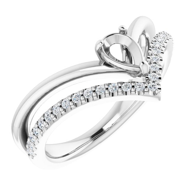 Platinum 1/6 CTW Natural Diamond Semi-Set Negative Space Ring