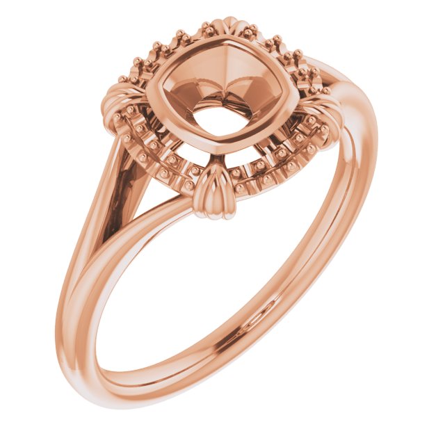 18K Rose5 mm Cushion Ring Mounting