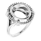 14K White11x9 mm Oval Ring Mounting