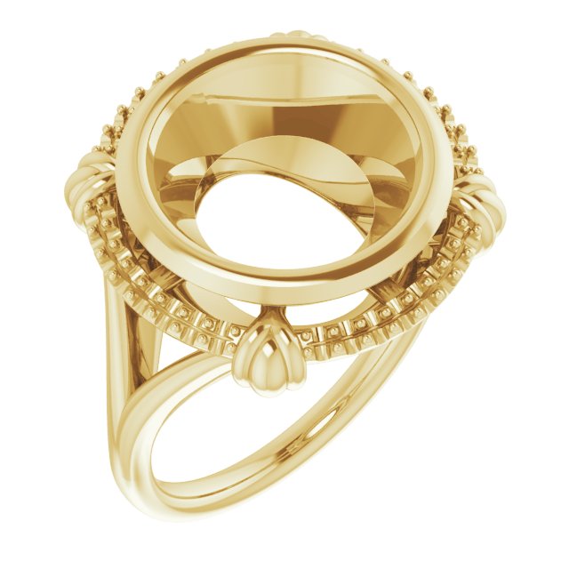 14K Yellow12 mm Round Ring Mounting