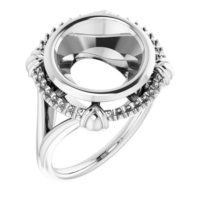 14K White11 mm Round Ring Mounting