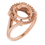 10K Rose9x7 mm Oval Ring Mounting