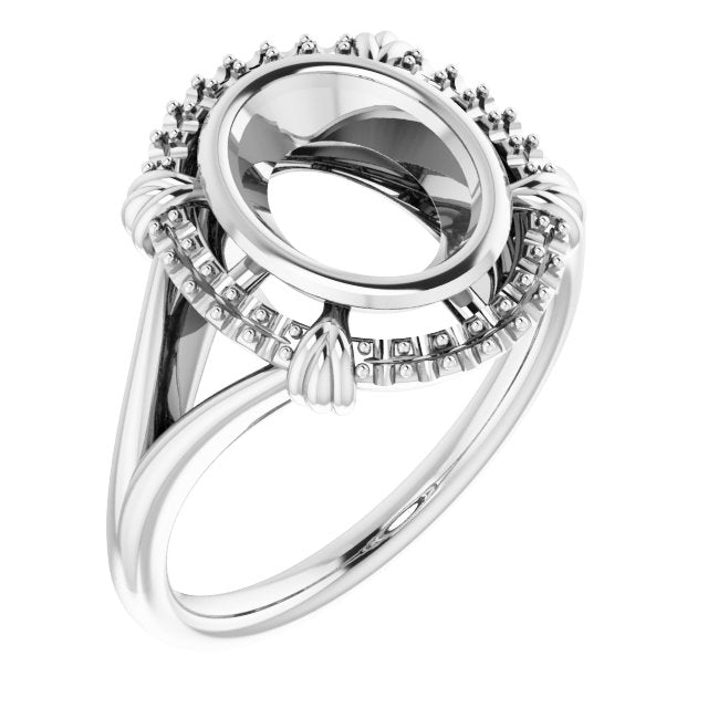 10K White9x7 mm Oval Ring Mounting