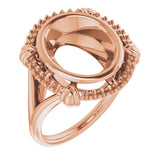 18K Rose12x10 mm Oval Ring Mounting