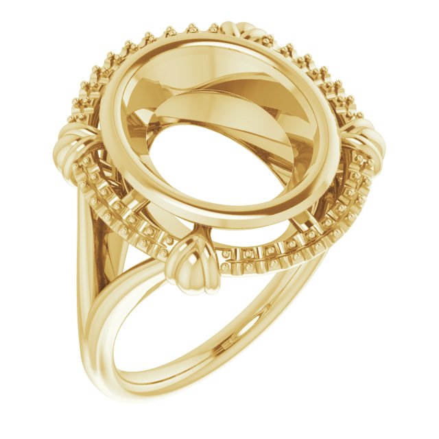 10K Yellow12x10 mm Oval Ring Mounting