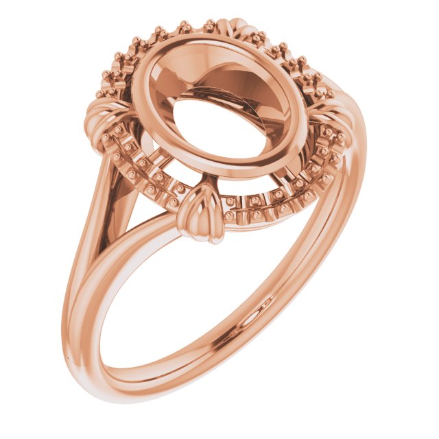 10K Rose8x6 mm Oval Ring Mounting