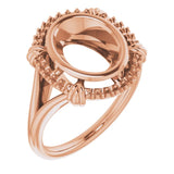 10K Rose10x8 mm Oval Ring Mounting