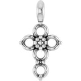 14K White 2 mm Round Cross Pendant Mounting