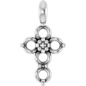 Sterling Silver 2 mm Round Cross Pendant Mounting