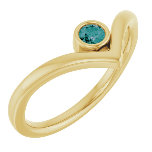 14K Yellow Natural Natural Alexandrite Bezel-Set V Ring