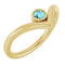 14K Yellow Natural Blue Zircon Bezel-Set V Ring