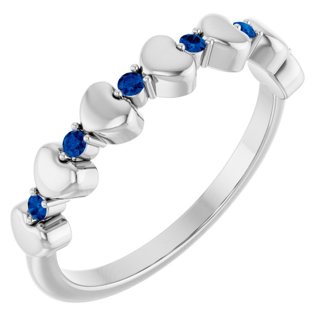 Sterling Silver Natural Blue Sapphire Heart Stackable Ring