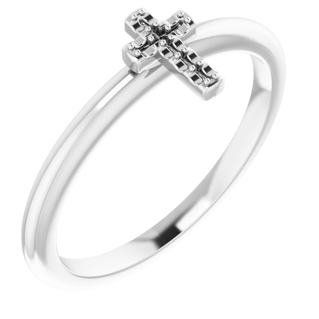 14K White Accented Stackable Cross Ring Mounting
