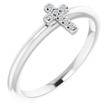 Platinum .03 CTW Natural Diamond Stackable Cross Ring