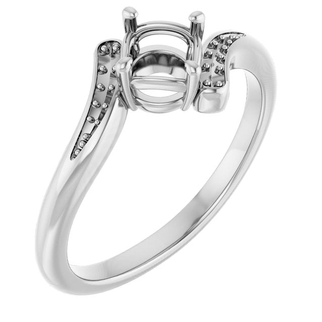 14K White5.2 mm Round Ring Mounting