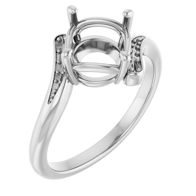 18K White8 mm Round Ring Mounting