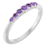 Platinum Natural Amethyst Stackable Ring
