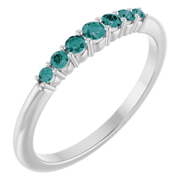 14K White Natural Alexandrite Stackable Ring