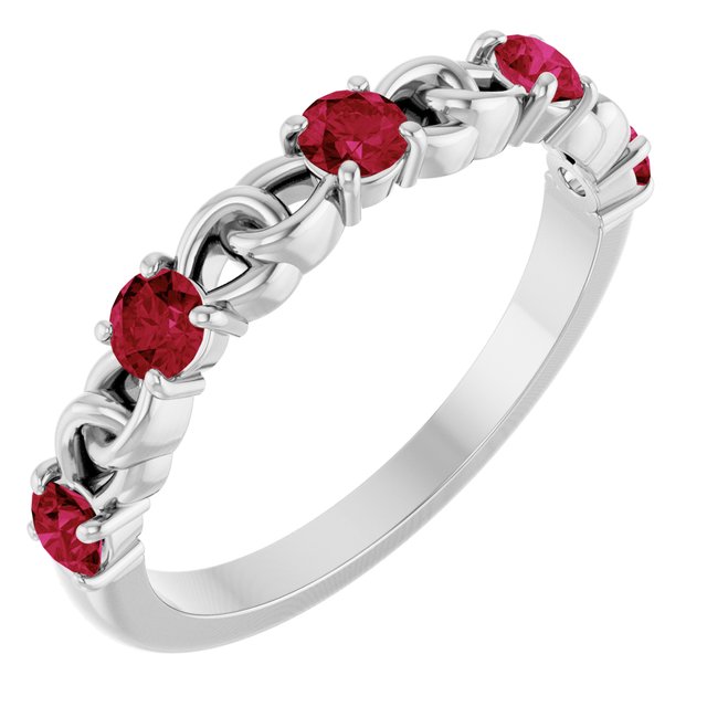 Platinum Natural Ruby Stackable Ring