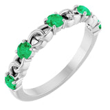 14K White Lab-Grown Emerald Stackable Ring