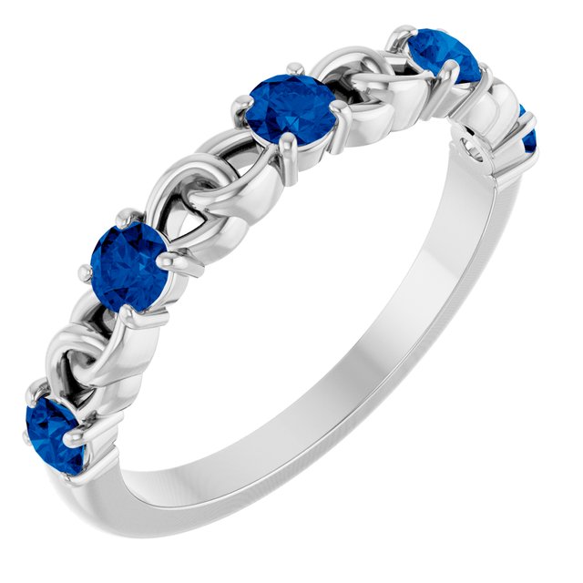Platinum Lab-Grown Blue Sapphire Stackable Ring