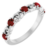 Platinum Natural Mozambique Garnet Stackable Ring