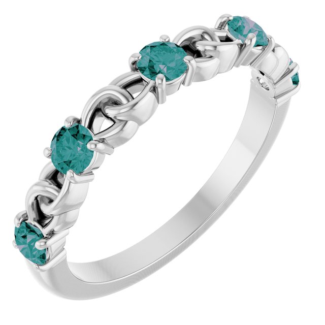 14K White Lab-Grown Alexandrite Stackable Ring