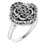 14K White Halo-Style Cluster Ring Mounting