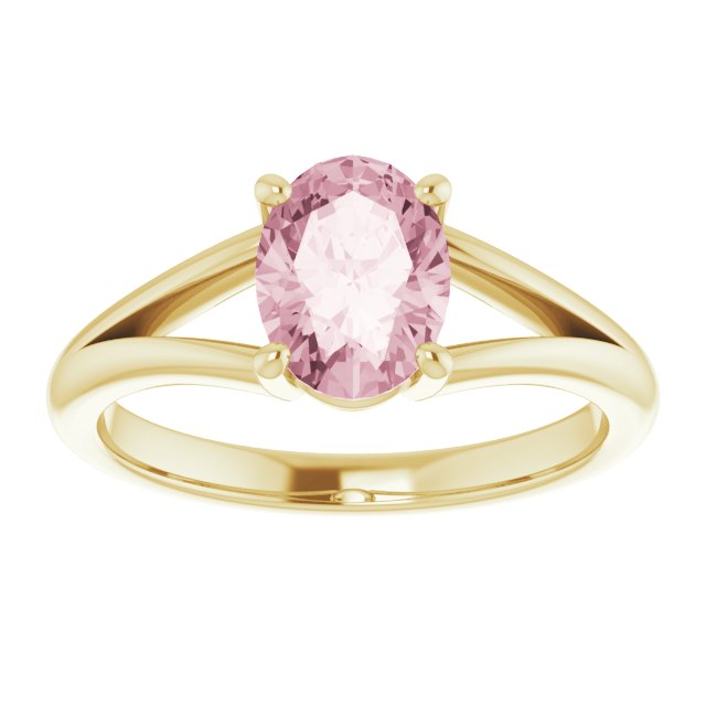 14K Yellow Gold Natural Pink Morganite Ring
