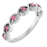 Sterling Silver Natural Pink Tourmaline Stackable Ring