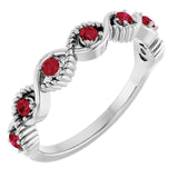 14K White Lab-Grown Ruby Stackable Ring