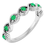 Sterling Silver Natural Emerald Stackable Ring