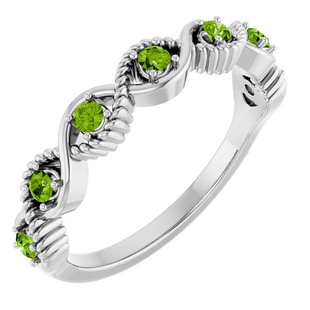 Platinum Natural Peridot Stackable Ring