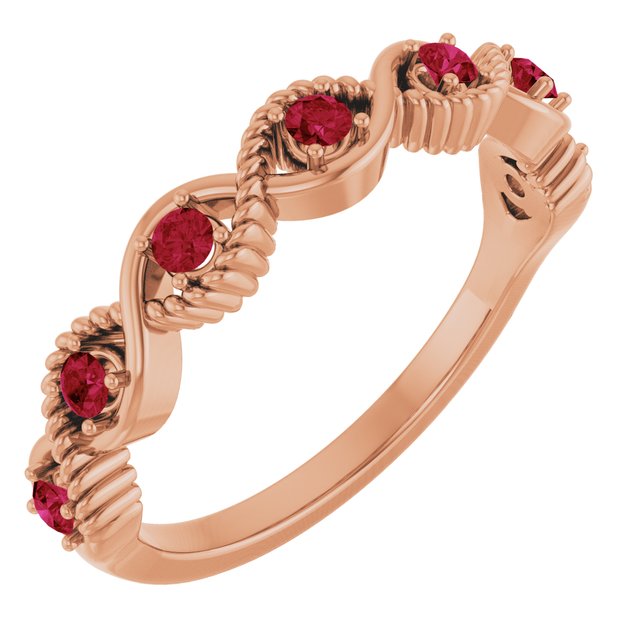 14K Rose Lab-Grown Ruby Stackable Ring