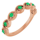 14K Rose Natural Emerald Stackable Ring