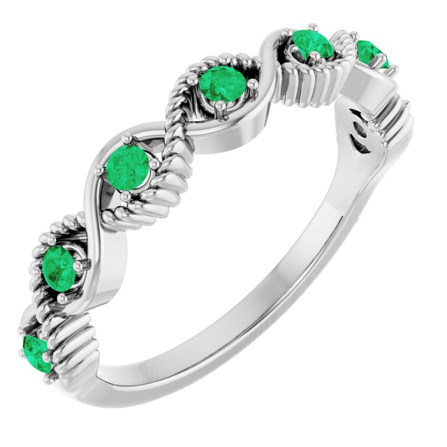 Sterling Silver Lab-Grown Emerald Stackable Ring