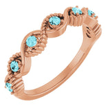 14K Rose Natural Blue Zircon Stackable Ring