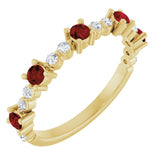 14K Yellow Natural Mozambique Garnet & 1/6 CTW Natural Diamond Ring