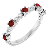 Platinum Natural Mozambique Garnet & 1/6 CTW Natural Diamond Ring