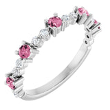 14K White Natural Pink Tourmaline & 1/6 CTW Natural Diamond Ring
