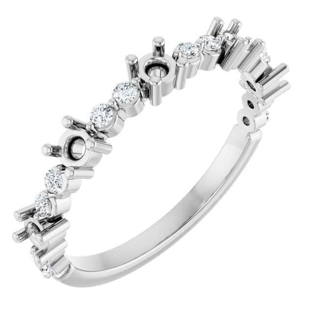14K White 1/6 CTW Natural Diamond Semi-Set Stackable Ring
