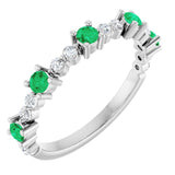 Platinum Lab-Grown Emerald & 1/6 CTW Natural Diamond Ring