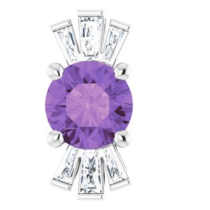 Sterling Silver Natural Amethyst & 1/6 CTW Natural Diamond Pendant